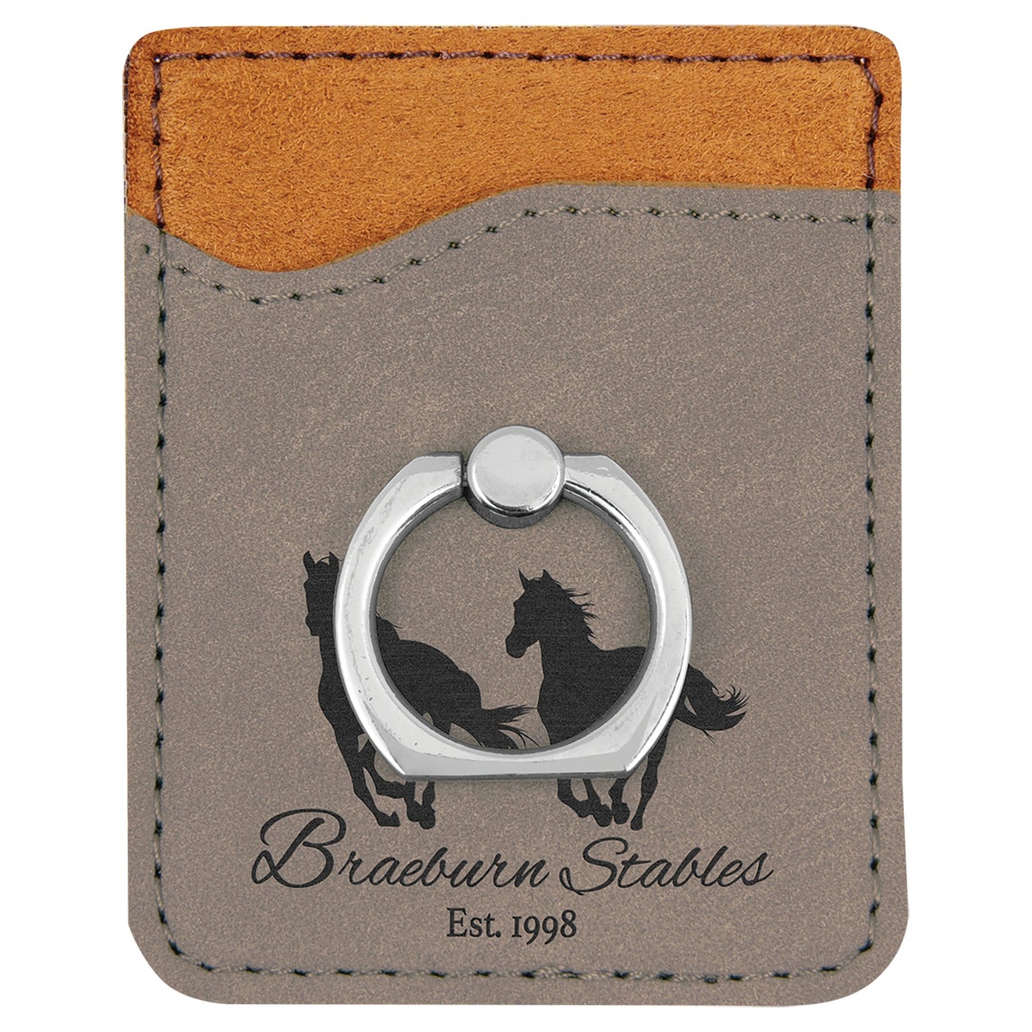 Leatherette Phone Wallet with Silver Ring - Everlasting Etchings, LLC