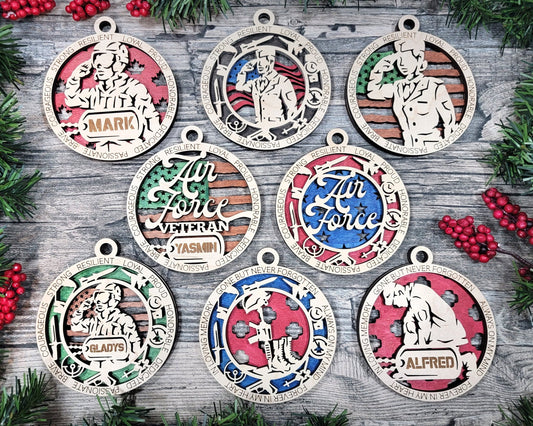 Military Themed Ornaments - Everlasting Etchings, LLC