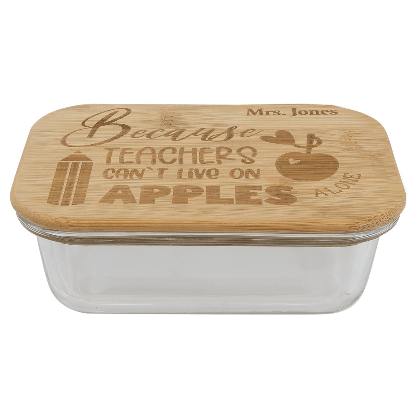 Rectagle Glass Container with Bamboo Lid - Everlasting Etchings, LLC
