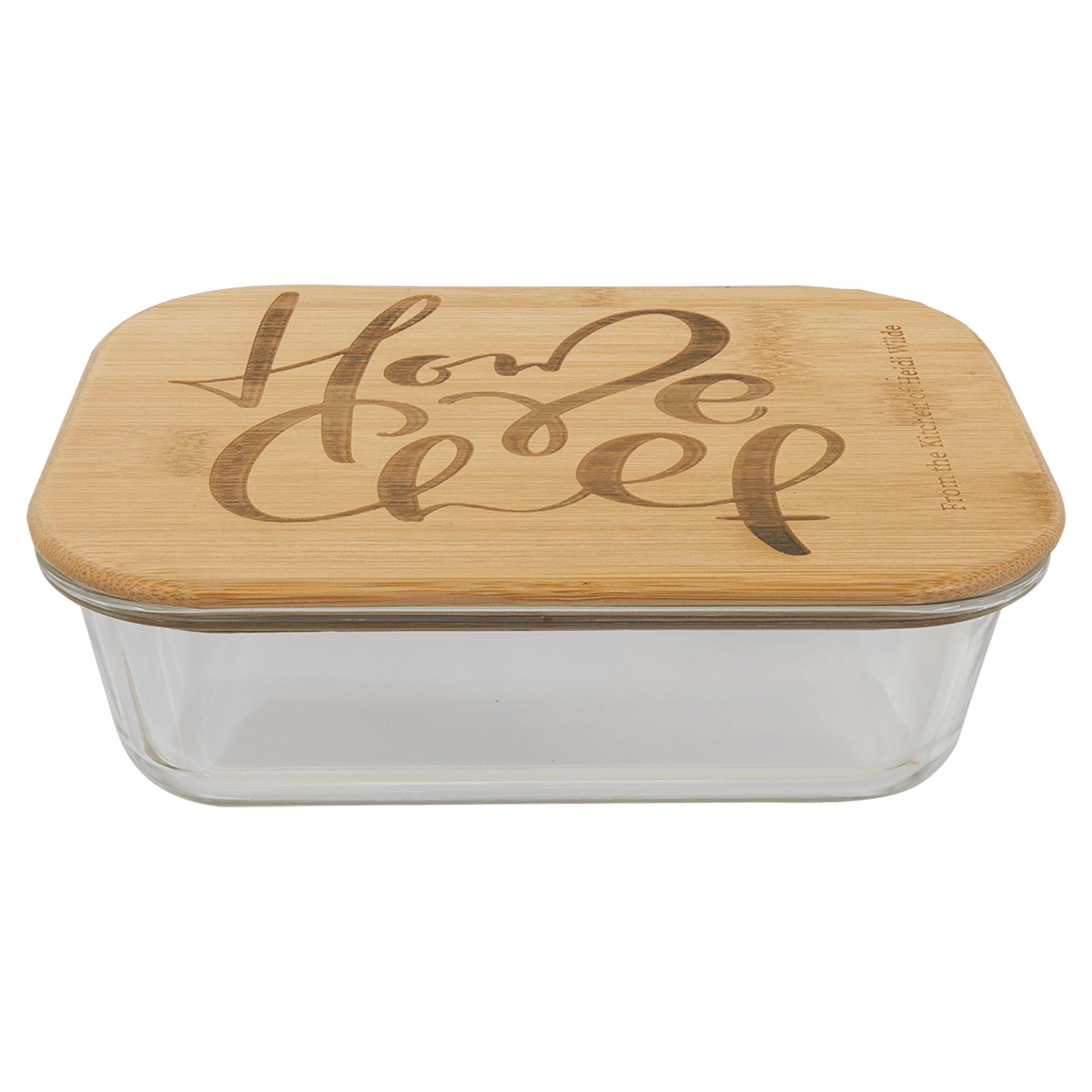 Rectagle Glass Container with Bamboo Lid - Everlasting Etchings, LLC
