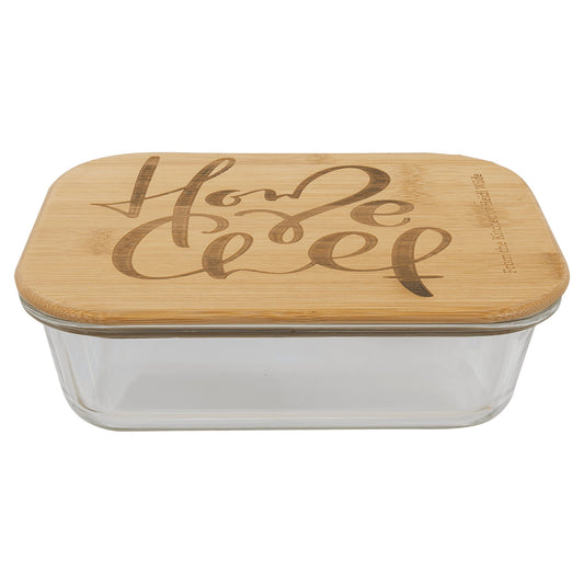 Rectagle Glass Container with Bamboo Lid - Everlasting Etchings, LLC