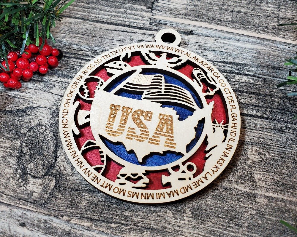 State and USA Ornaments - Everlasting Etchings, LLC